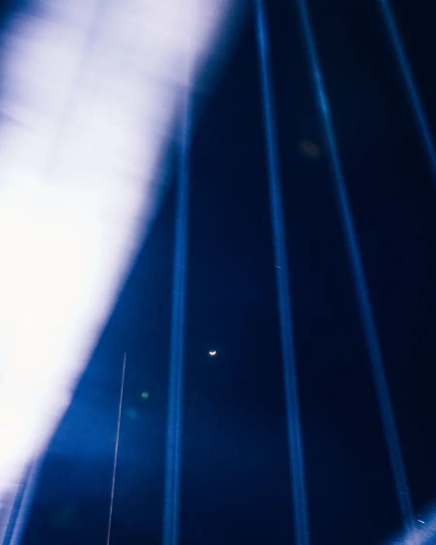 A single beam of light cutting through darkness